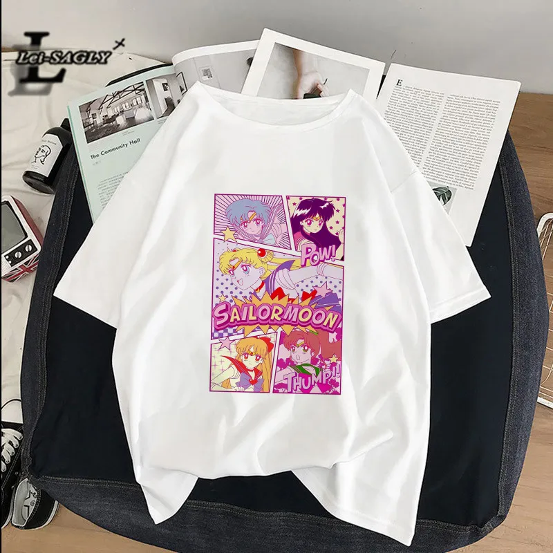 Lei SAGLY Сейлор Мун Для женщин футболка для бега от моего чувства аниме Harajuku плюс размер футболки kawaii в готическом стиле, уличная одежда
