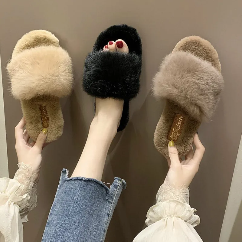 Natural Sheepskin Winter Warm Fur Slippers Women Home Shoes Indoor Slipper Luxury Wool Slippers Woman Casual Slippers