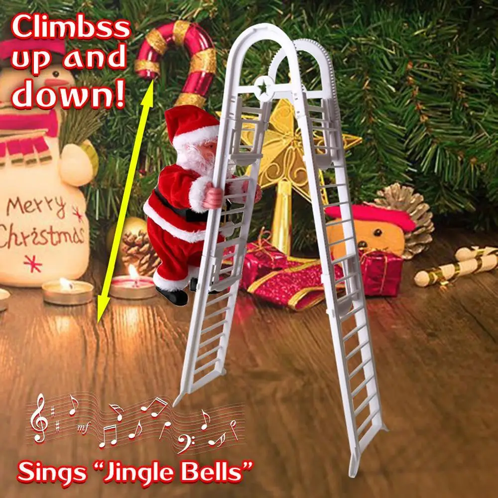 Горячее предложение! 1 шт Рождественская электрическая подвесная лестница Санта Клауса с музыкальным украшением для дома, новогодние подарки для детей