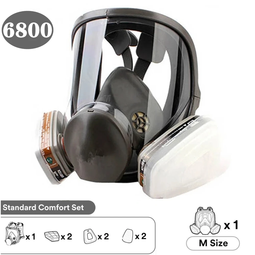 Authentic 6800 7 In 1 Respirator Mask High Quality Rubber Full Face PC Mirror Adapt Toxic Gas Painting Pesticide Protective Suit