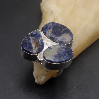 

Hermosa Special Unique Blue Lapis Lazuli Romantic Band Ring Size 8.5 A882