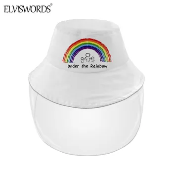 

ELVISWORDS 2020 New Rainbow Emblem Men Bucket Hat Detachable Clear Facial Mask Outdoor Fisherman Hat Women Casual Sunbonnet