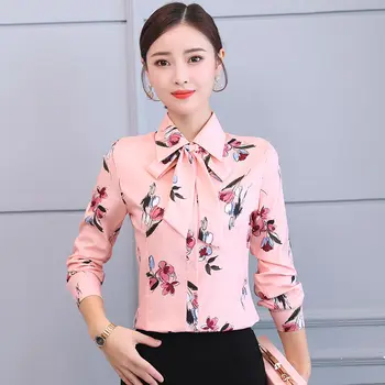 

ShaoKou Fashion Large Size Women Chiffon Blouses 2020 New Summer Long sleeve Casual Shirt Loose Blouse Office lady Top