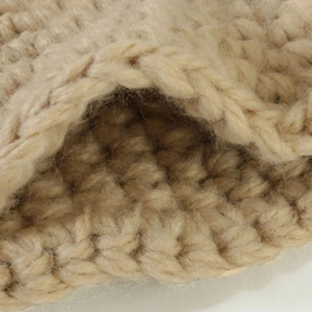 Hat Female Hand-knitted Warm Knit Bucket Hat Autumn New Japanese two-sided wearing Flowers Hollow Sweater Hat Outdoor
