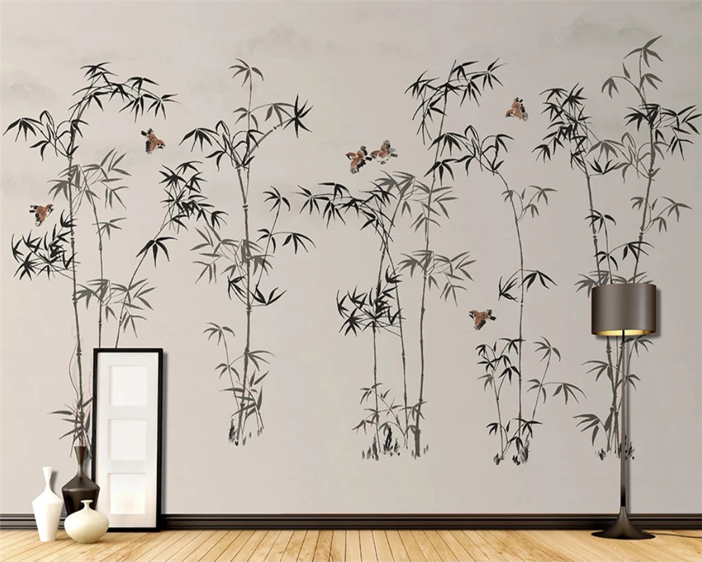 

beibehang Custom wallpaper new Chinese abstract ink landscape bamboo living room background papel de parede papier peint behang