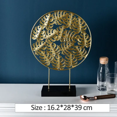 C Украшения для гостиной, фигурки ручной работы из металла, сделай сам, орнамент в виде листьев, аксессуары для домашнего декора, свадебные подарки, декор для ТВ-шкафа - Цвет: C
