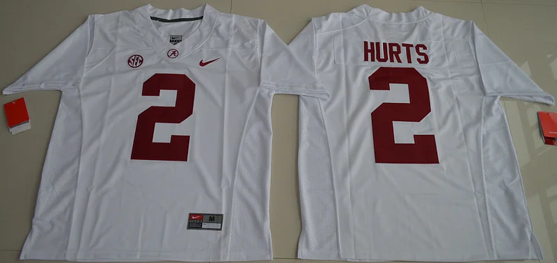 Новое поступление, высокое качество,, Alabama Crimson Tide Jalen Hurts 2 Limited, s-White, размер S, M, L, XL, 2 Джерси - Цвет: Бежевый