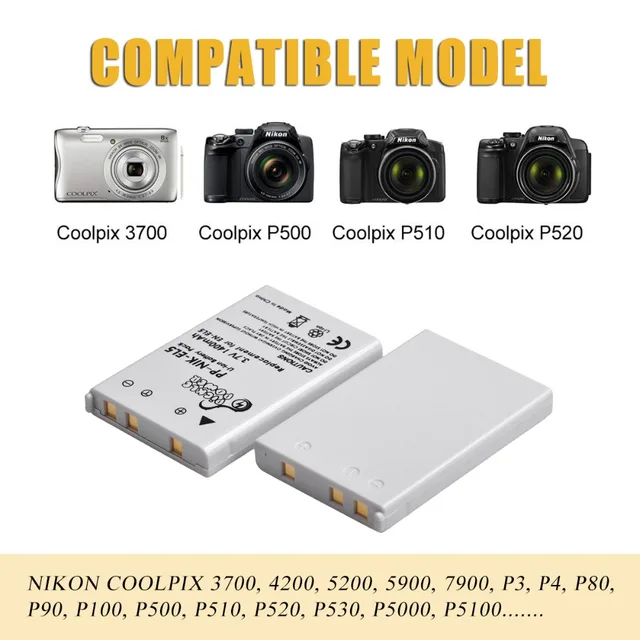 Kastar Wall Charger + 2 EN-EL5 Batteries For Nikon Coolpix Cameras (1700mAh)