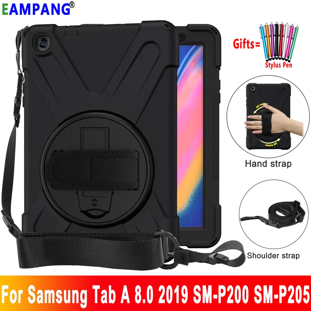 Для Samsung Galaxy Tab A 8,0 S ручка версия чехол 360 градусов вращающийся силиконовый чехол P200 P205 Funda с плечевым ремнем