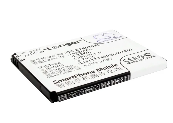 Обновленная батарея Cameron Sino для zte Li3716T42P3h594650 N970 REEF T82 U795 U807 U807N U817 U930 1600 мАч/5.92Wh |