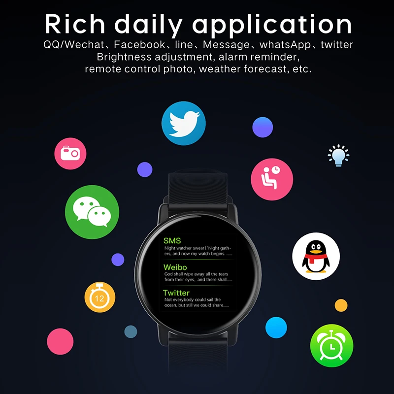 Lerbyee Смарт-часы мульти-спортивные режимы whatsapp уведомления полный экран сенсорный фитнес-трекер