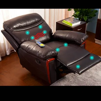 

Pu Leather Massage Sofa Adjustable Backrest 8 Vibration Motors Heating Function Adjustable Intensity Leisure Furniture Brown