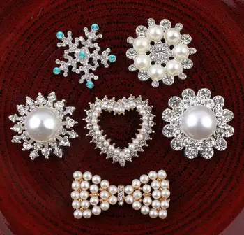 

5pcs/lot Pearl Rhinestone Embellishments Buttons Flatback Decorative For Bowknot Flower Decoration DIY Craft Supplies