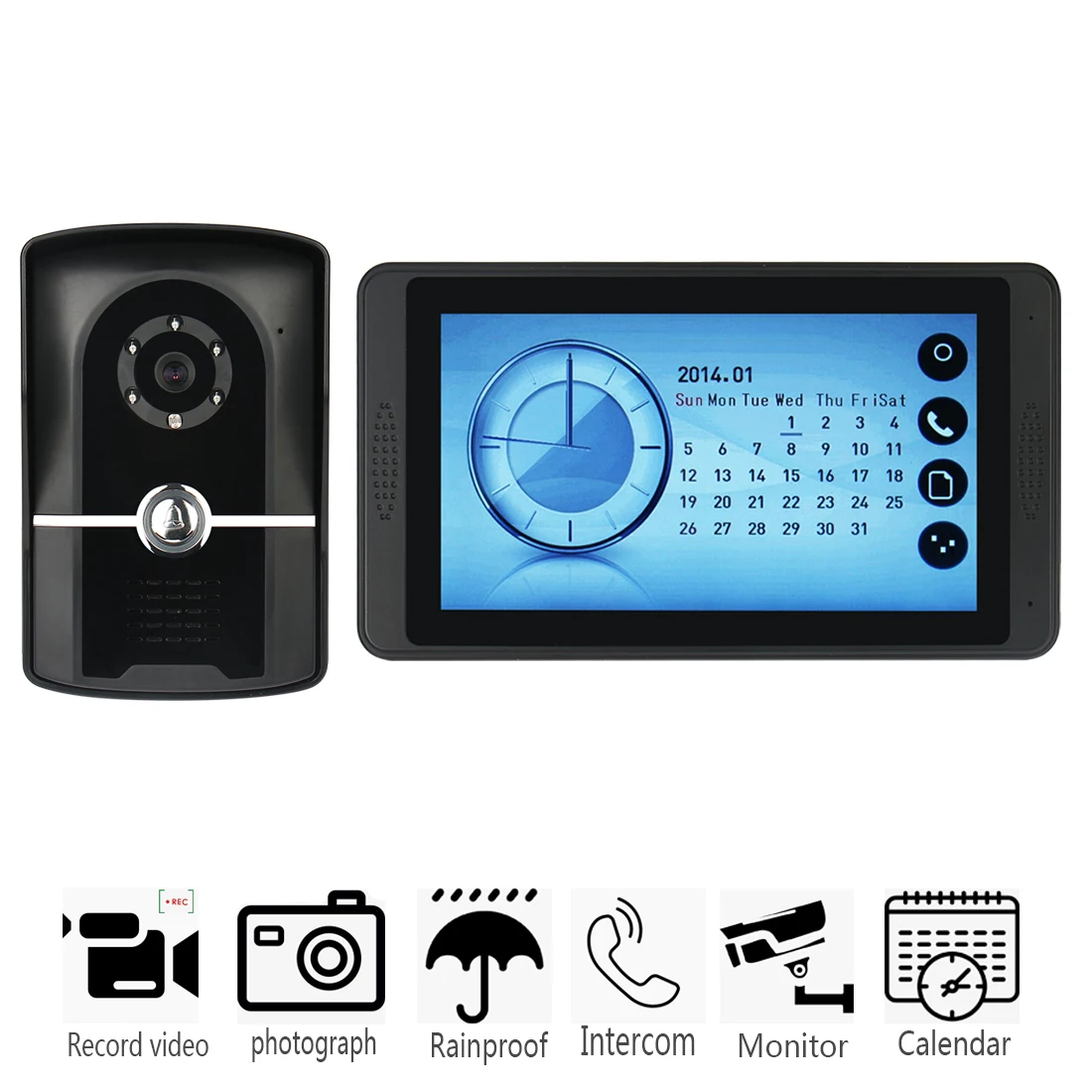 DVR 7 Inch Touch Screen Color Video Intercom Doorbell Record Photograph Kit Villa Intelligent Building Surveillance IP55 DVR 7 Inch Touch Screen Color Video Intercom Doorbell Record Photograph Kit Villa Intelligent Building Surveillance IP55