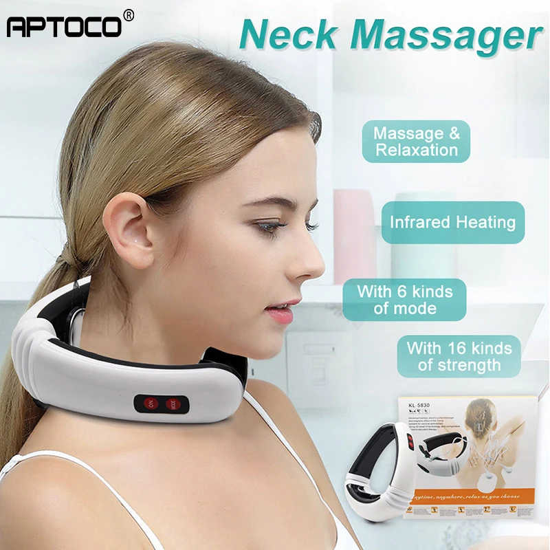 Aptoco электрический импульс сзади и средства ухода за кожей шеи массажер дальнего инфракрасного облегчение боли при прогревании Инструмент