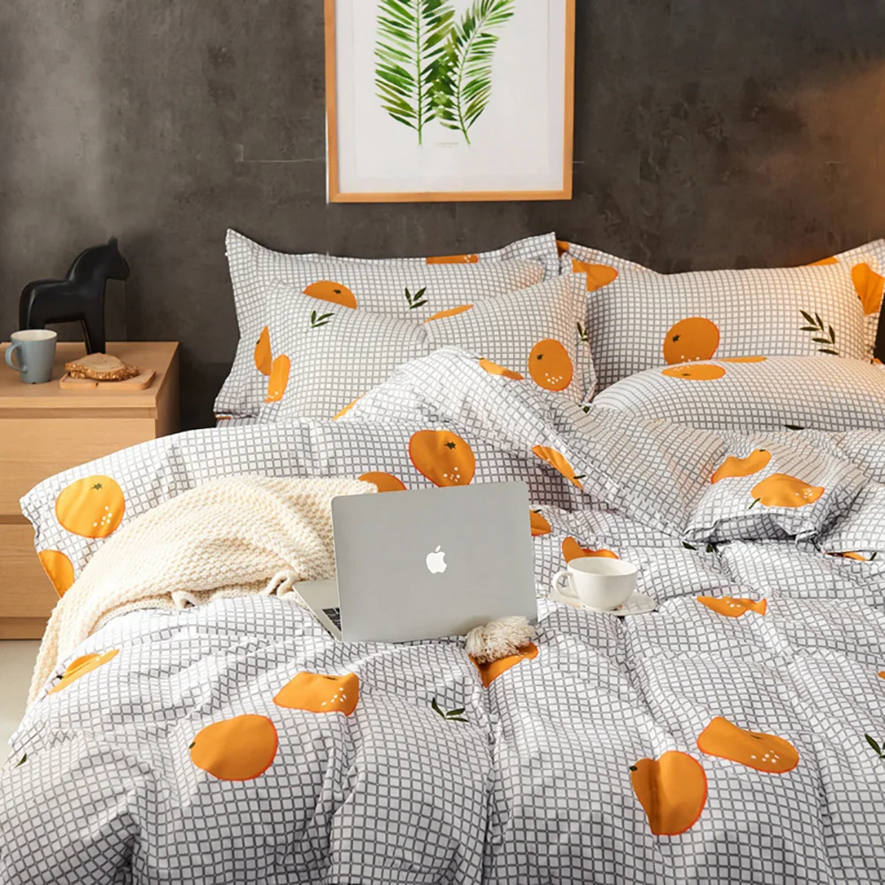 Thumbedding Orange Bedding Set Lattice High End Fresh Classic