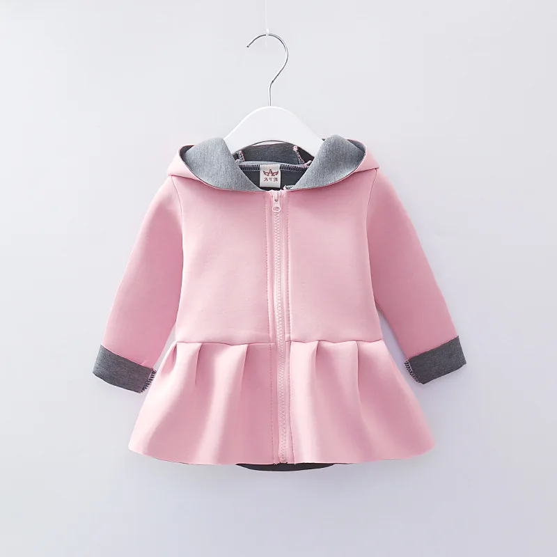 

Girls Autumn New Korean Spring and Autumn Dress Girls Cute Rabbit Ear Hooded Coat