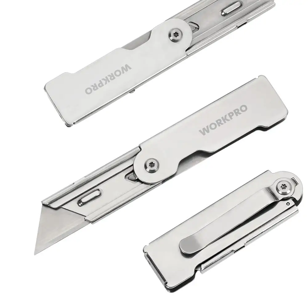 WORKPRO 3 шт. складной универсальный нож набор быстросменный карманный складной нож с зажимом для ремня нож для резки коробки бумаги
