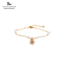 YMYW изысканный темперамент натуральный жемчуг браслет Звезда геометрический Шарм Медь 14 к позолоченные браслеты для женщин