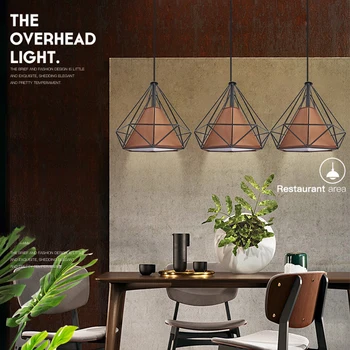 

Nordic Art Cage Light E27 LED Iron Kitchen Bar Hanging Pendant Lamp w/o Bulb Hanging Cage Lampshade Ceiling Light