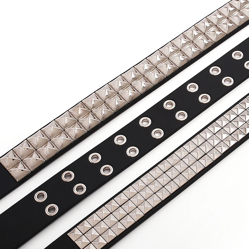 Black Fashion  Rivet Belt Men&Women's Studded Belt Punk With Pin Buckle Free Shipping Black Fashion Rhinestone Rivet types of belts