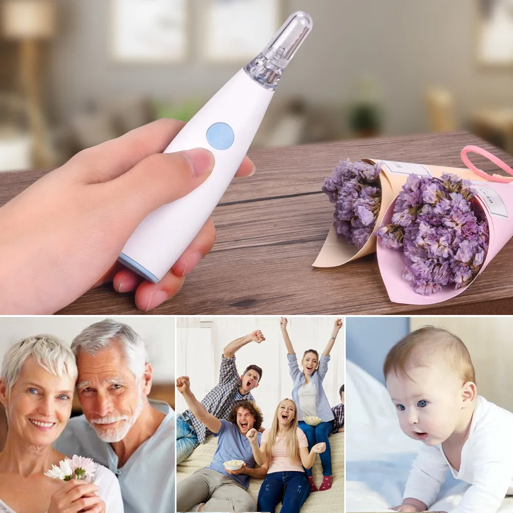  Painless Electric Ear Cleaner with 4 Removable Silicone Nozzle Heads Curette Remover Ear Pick Ear W