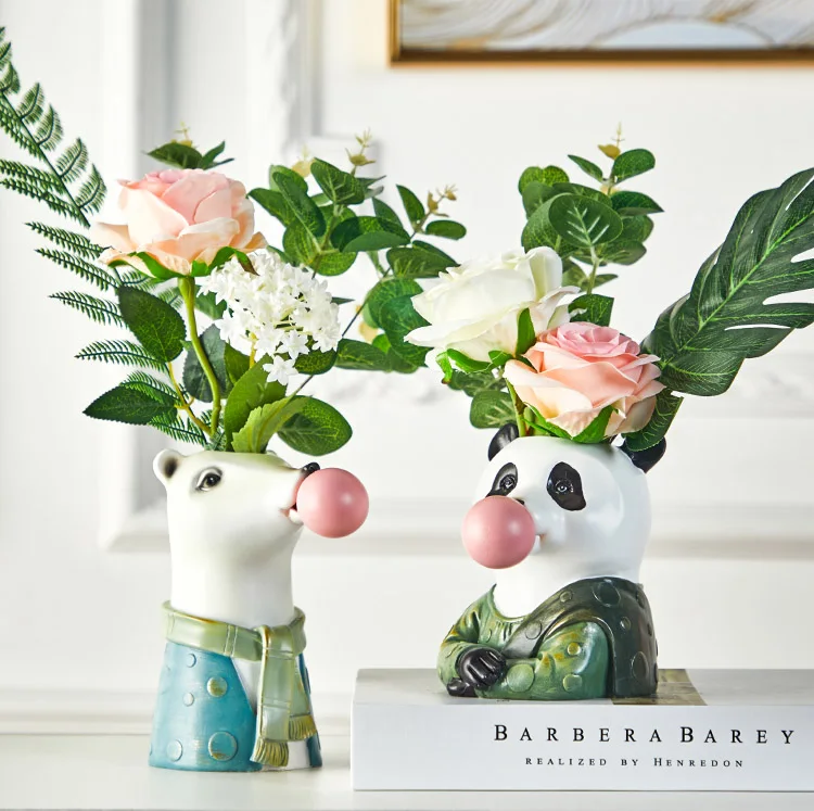 Resin Succulent Plants Flower Zebra Planter Plant Pot Vases Basket Lovely Animal Head Vase for Home Decor 3