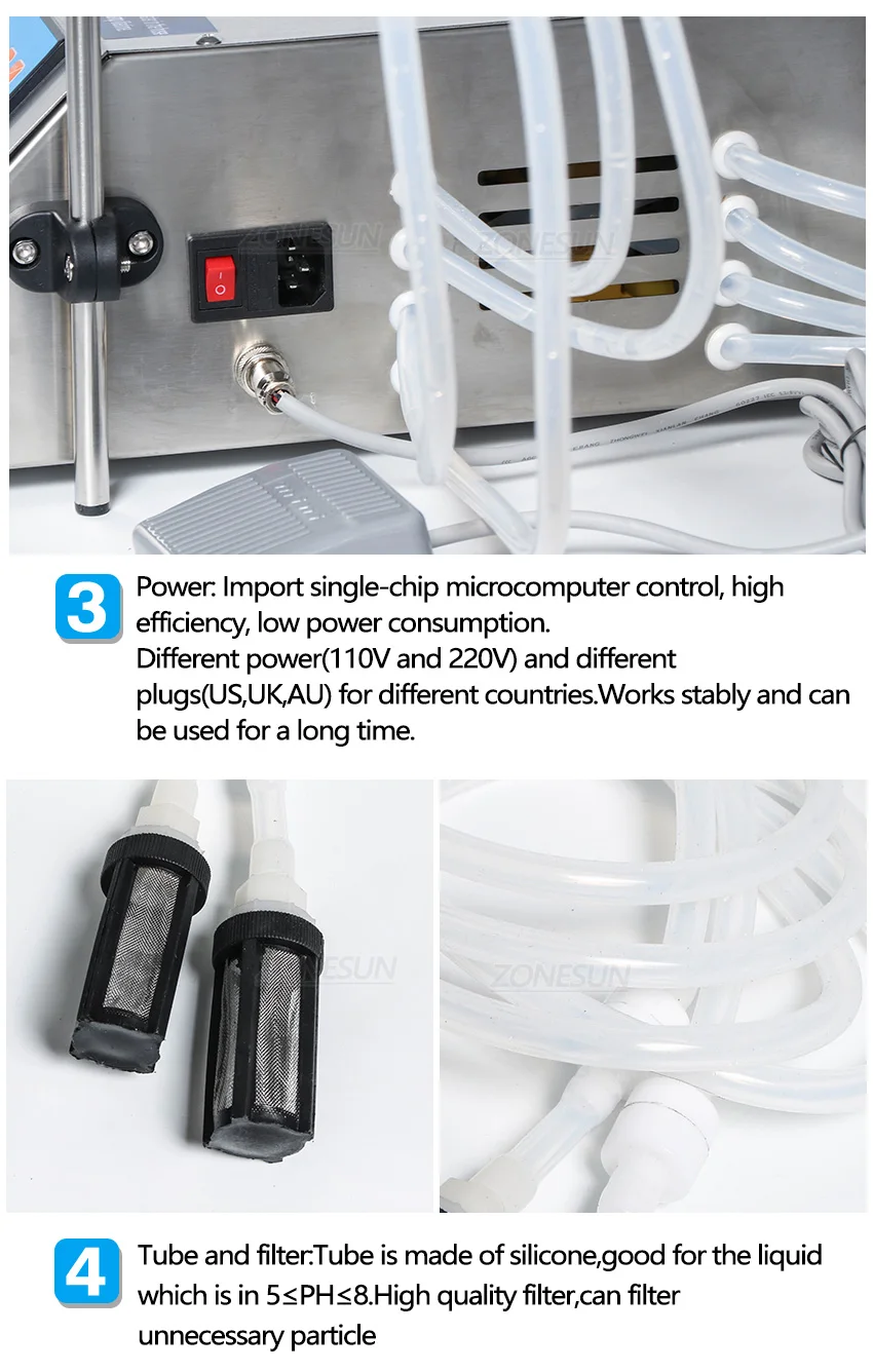 ZONESUN ZS-YTDP4 4 Nozzles Diaphragm Pump Liquid Filling Machine