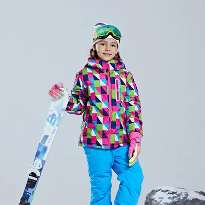Детский лыжный костюм-30 градусов, комплект одежды для мальчиков и девочек, детская Водонепроницаемая спортивная куртка для сноуборда, штаны, одежда, зимний комбинезон для подростков - Цвет: as photo1