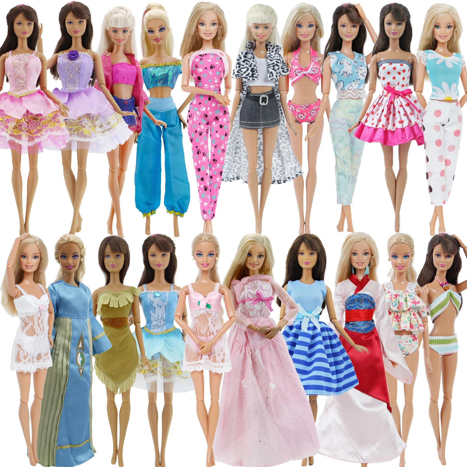 

Handmade 10 Sets Outfits Randomly Pick Blouse Pants Trousers Dress Mixed Style Clothes For Barbie Doll Accessories Dollhouse Toy