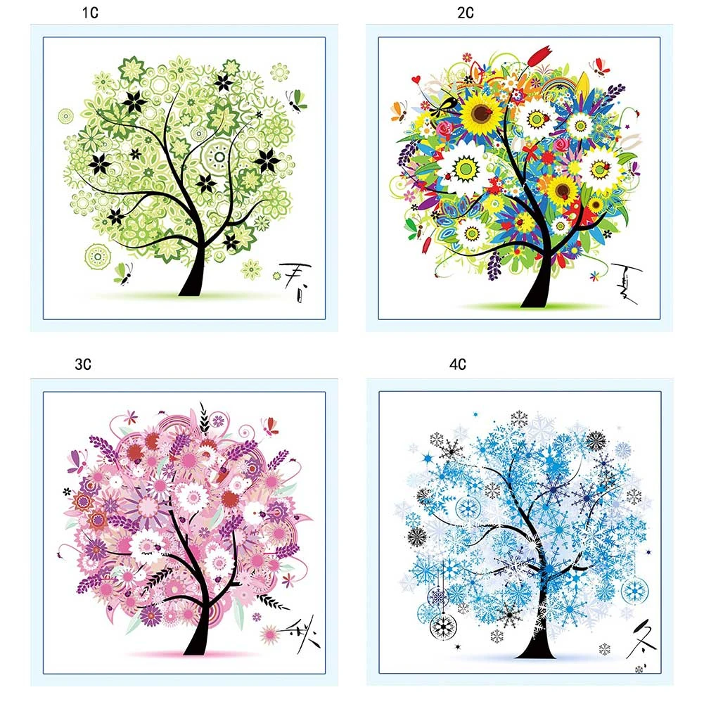 

Sinbury Reg DIY Counted Cross Stitch Kit Embroidery Kits Summer Season Home Decor Colorful Tree