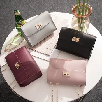 

New Fashion Simple Small Square Bag Women's Designer Handbag High-quality PU Leather Chain Mobile Phone Shoulder bags