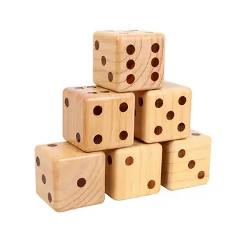 

1pc Solid Wood Dice Table Game Prop Entertainment Game Toy Educational Supply for Home School Bar Pub (Paint / No Paint Random)