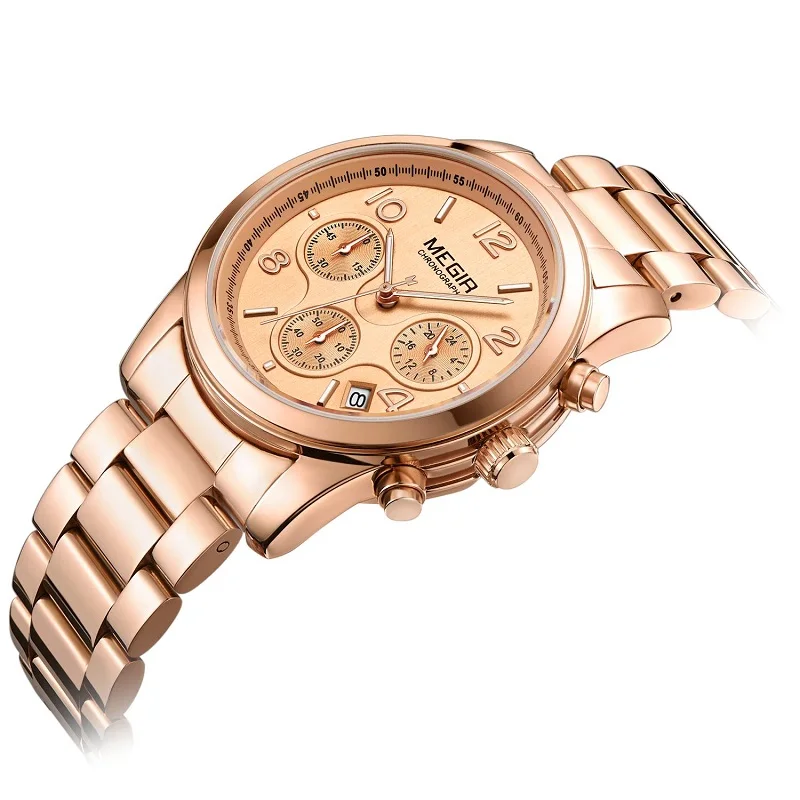 MEGIR Роскошные Кварцевые женские часы Relogio Feminino модные спортивные женские часы для влюбленных часы Топ бренд хронограф наручные часы 2057