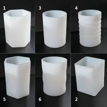 

New Resin Epoxy Cylindrical square Mold DIY Cup Pen Holder Modeling Mold Silicone Handicrafts Desk Organizer Mold 6 Kind Shapes