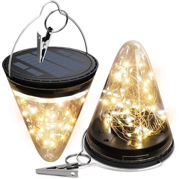 

2 PACK Solar Light Warm Cone Solar Hanging Light Waterproof Tabletop Lamp for Garden Patio Pathway Landscape Decoration