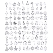 

100pcs New Fashion Stainless Steel Pendants Handmade DIY Jewellery Accessories Bracelet Necklace Personality Originality Pendant