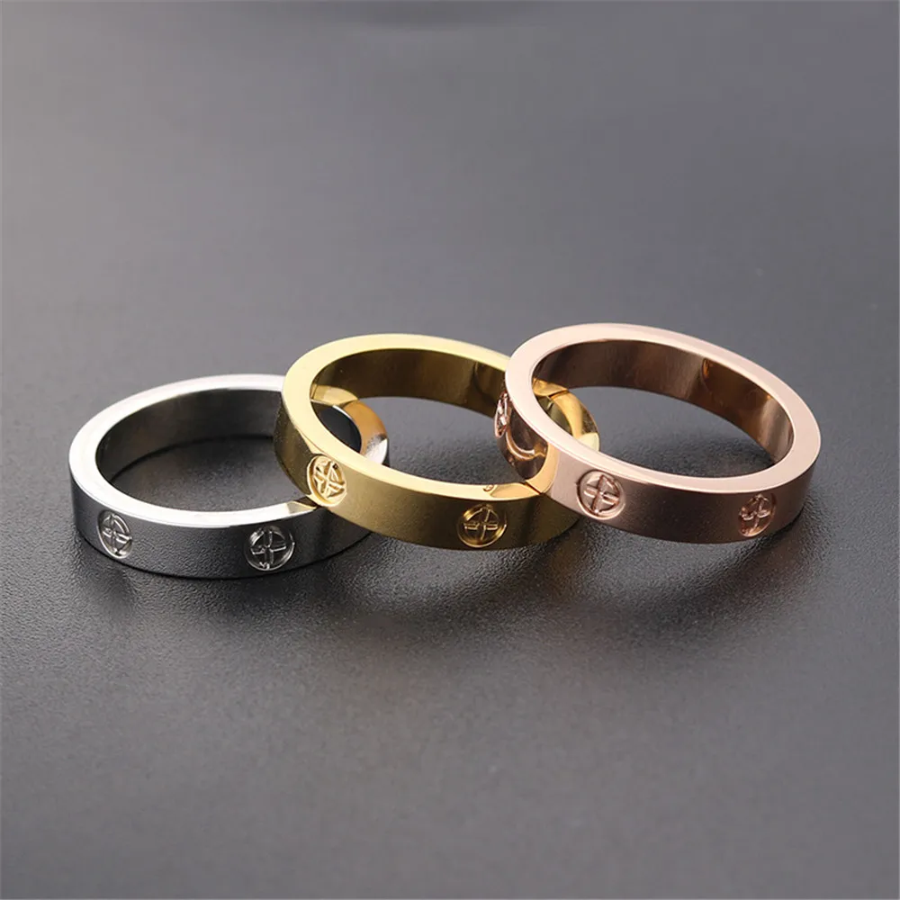 Cross Screw Rings For Women Accessories Stainless Steel Men Jewelry Couple Engagement Gold Luxury Crystal Love Wedding Ring - Image 5