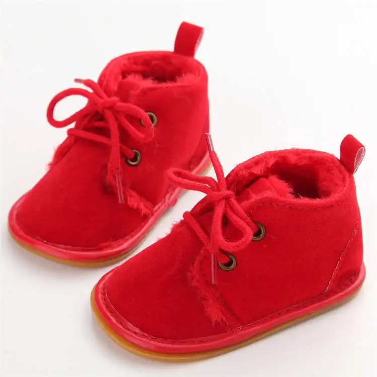 New Style Winter Warm Infant Boots Shoes Girl Crib Shoes Cotton Anti-slip Sole Newborn Toddler First Walkers Shoes - Цвет: Красный