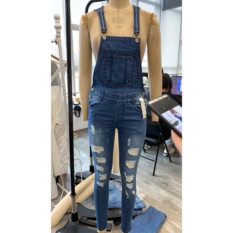 Tight Denim Jumpsuit Fashion Ripped 