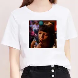 Целлюлозная фантастика Миа Уоллес принт женские рубашки эстетические футболки с рисунками Ulzzang Harajuku рубашка уличный с короткими рукавами