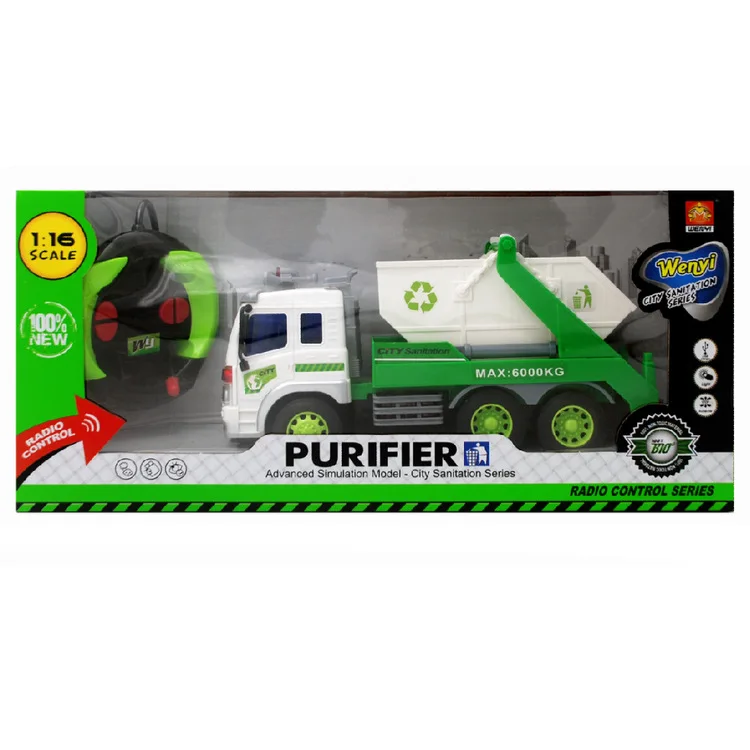 

Children'S Educational Toy 1: 16 Four-Way Remote Control Sanitation Trucks Light Included Light Bag USB Charging Baby Remote Con