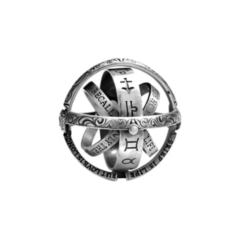 

Astronomical Ball Ring Germany Retro Open Become Universe Celestial Spherical Fine Silver Men And Women Couples Magic Ring Rings