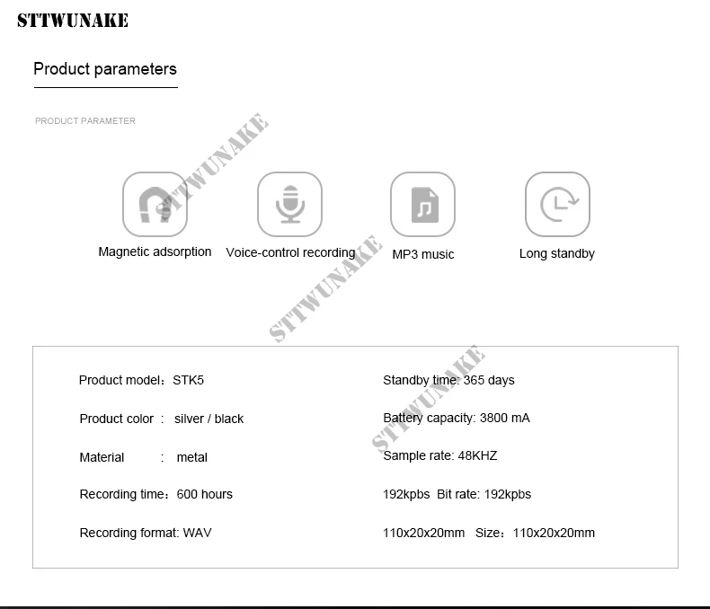 STTWUNAKE диктофон 600 часов записи Магнитный звук диктофон аудио мини usb Профессиональный цифровой микро-накопитель