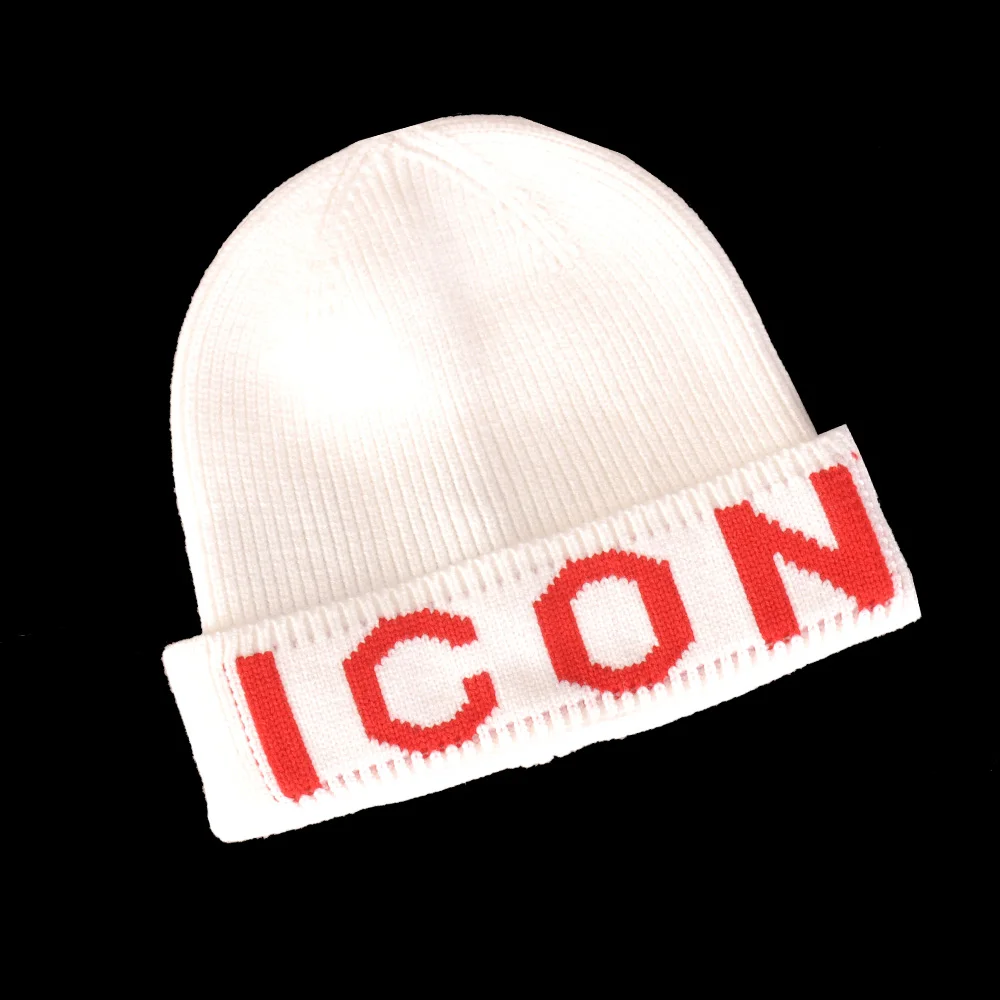 DSQICOND2 brand Beanie Embroidery Skiing Knitted Hats ICON Logo Women Men Winter Cap Warm Baggy Beanies Knit Skullies Bonnet Cap men's skullies and beanies Skullies & Beanies