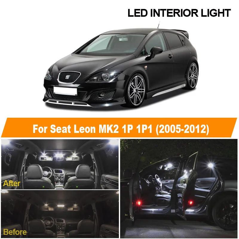 12pcs White Canbus No Error Led Interior Reading Dome Map Light Bulbs Kit For 2005-2012 Seat Leon Mk2 1p 1p1 Car Accessories - Signal Lamp AliExpress