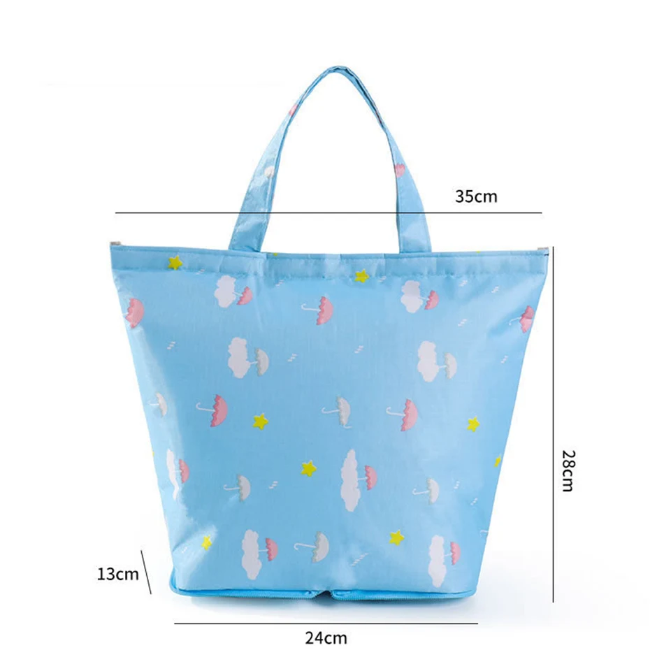 1 Cartoon Animal Prints Unicorn Fold Lunch Bag Picnic Thicken Portable Waterproof Insulated Cold Carry Case Canvas Thermal Tote - Color: 1