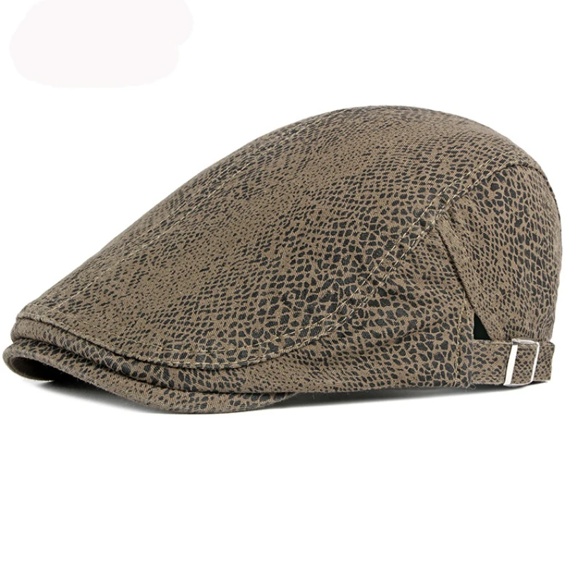 Summer Men Women Beret Hat Snake Skin 