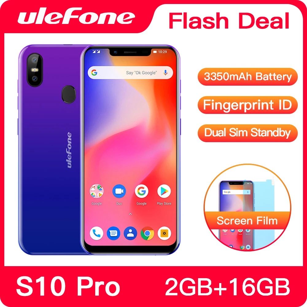  Ulefone S10 Pro Mobile Phone Android 8.1 5.7 inch MT6739WA Quad Core 2GB RAM 16GB ROM 16MP+5MP Rear