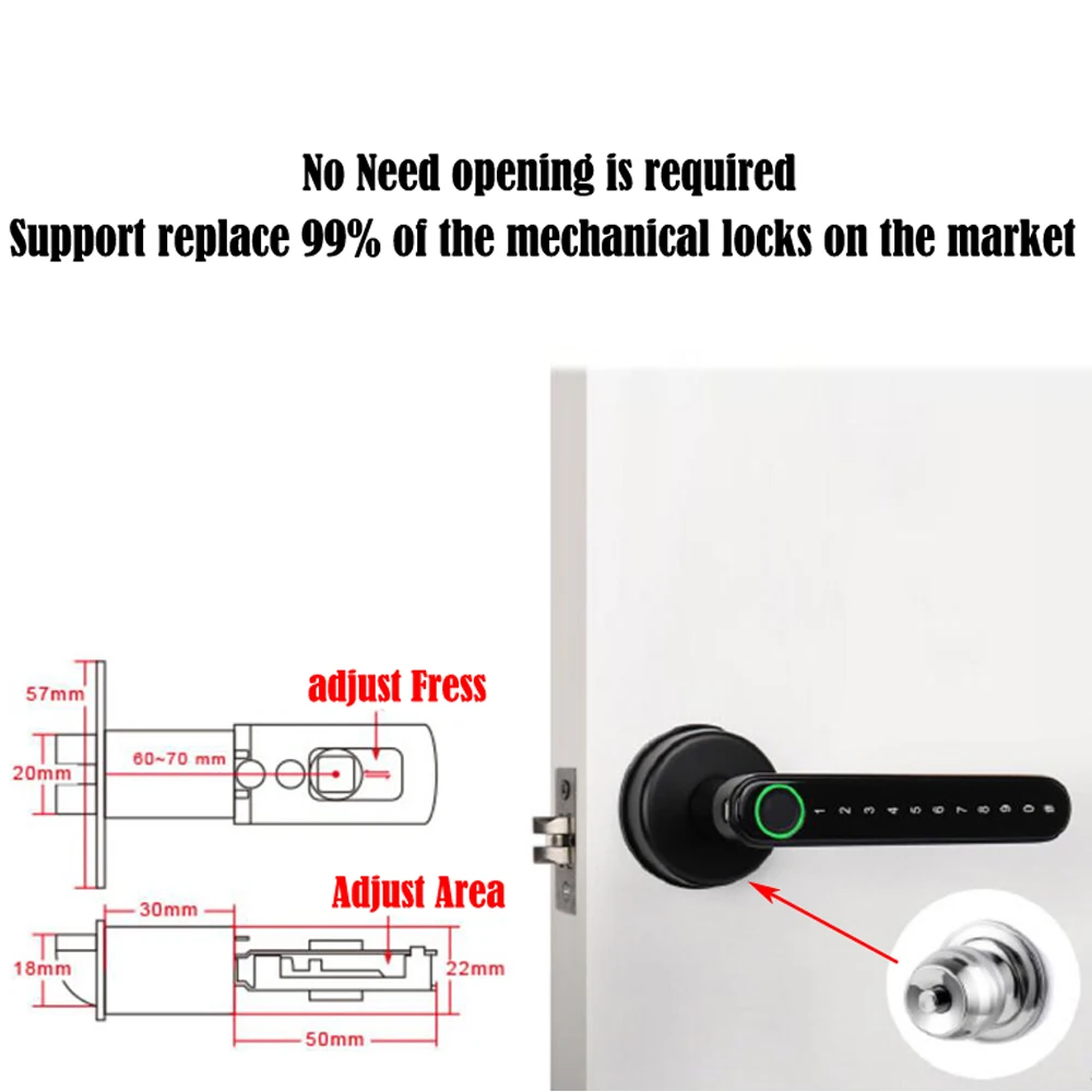 TTLock/tuya APP Smart Fingerprint Lock password code Door Lock Bluetooth Biometr